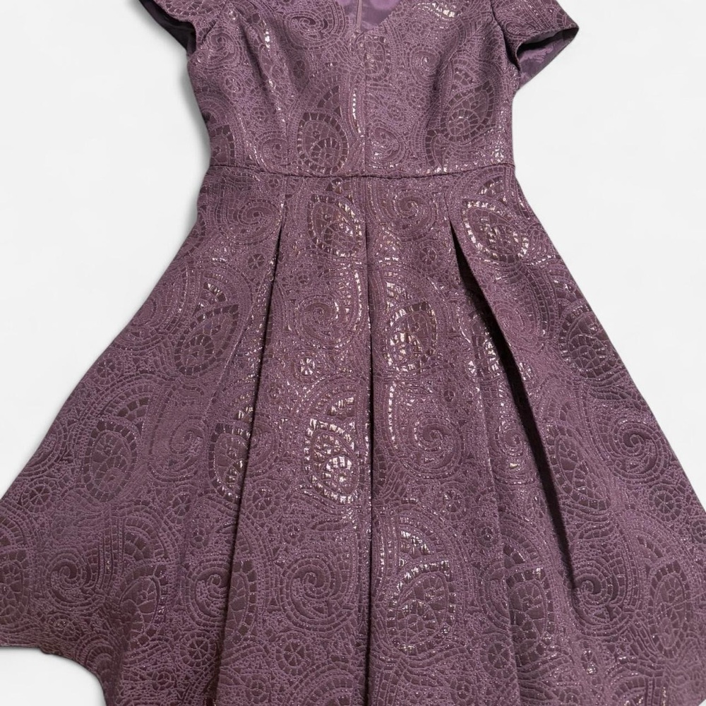 Banana Republic Purple Fit and Flare Dress with Flutter Sleeves